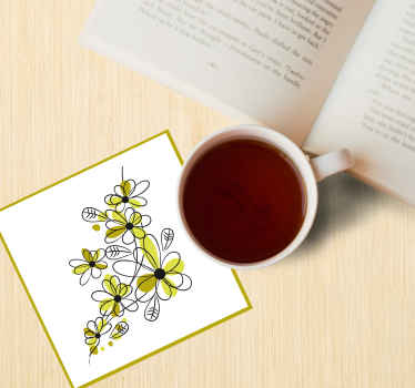 Dessous de verre design fleur jaune - TenStickers