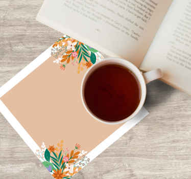 Turuncu yaz çiçekleri bardak altlığı içmek - TenStickers