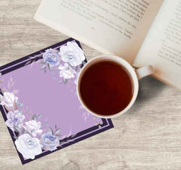 Lavendel blomsterarrangement bryllup coaster - TenStickers