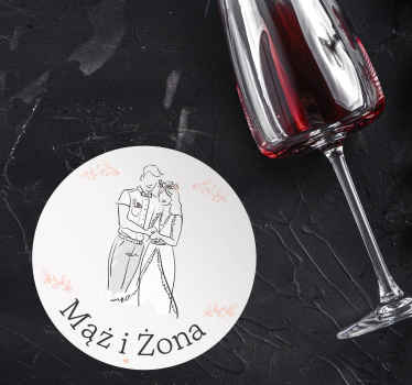 Podstawka pod kubek ślubna Urocza para z nazwą - TenStickers