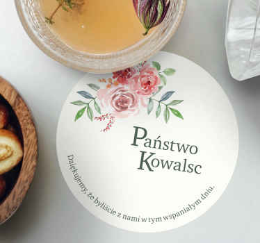 Podstawka pod kubek ślubna Dziękuję z imionami - TenStickers