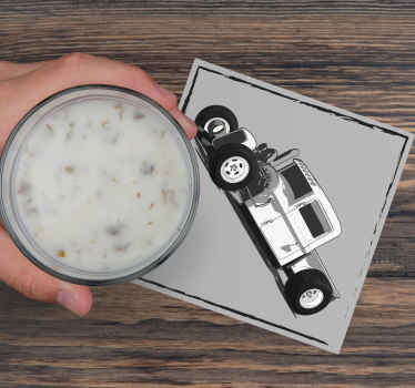 Bases para copos vintage Carro velho em branco e preto - TenStickers