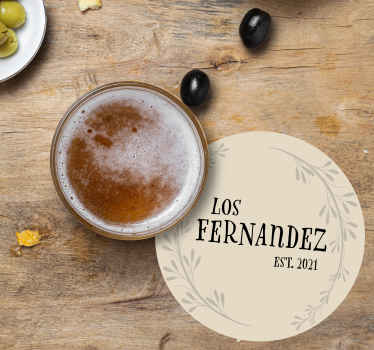 Beige with olive branch wedding coaster - TenStickers