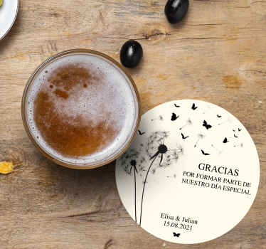 Posavasos boda Texto inspirador y flores. - TenVinilo