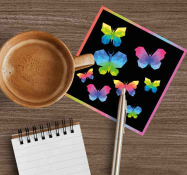 Colorful crystal butterflies  vinyl coaster - TenStickers