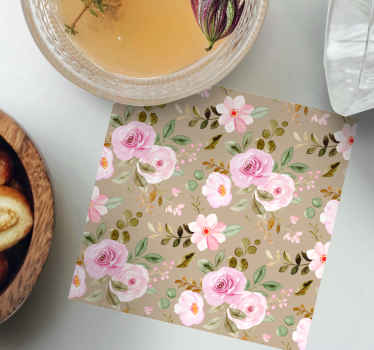 Vintage beige rosor textur modern glasunderlägg - Tenstickers