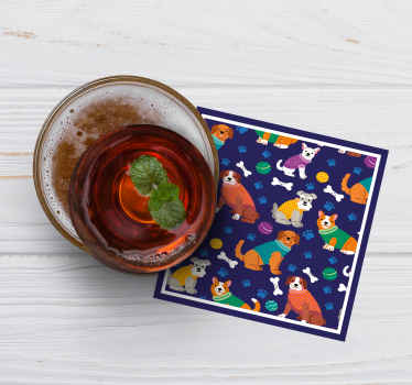 Bases para copos modernas Roxo com cachorros - TenStickers