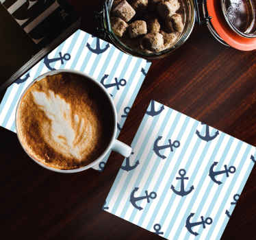 Navy blue vertical stripes pattern coaster - TenStickers