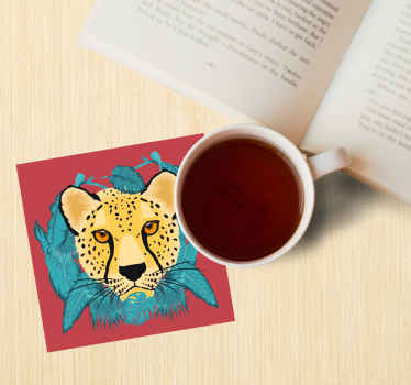 オリエンタルスタイルのヒョウグラフィックモダンコースター - TENSTICKERS