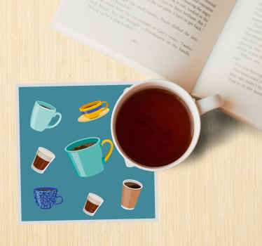 úžasná káva nastaviť ikony moderná tácka - Tenstickers