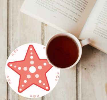 Cute red starfish modern coaster - TenStickers