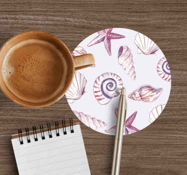 Bases para copos modernas Aquarela vintage padrão de concha - TenStickers