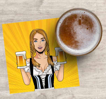 Oktoberfest κορίτσι που τρέχει πατάκια μπύρας - TenStickers