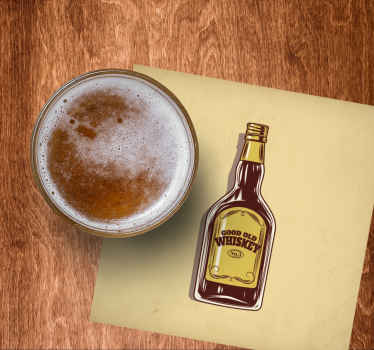 Posavasos vintage Diseño de dibujos animados de whisky - TenVinilo