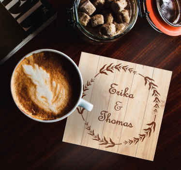 Træ olivengren bryllup coaster - TenStickers