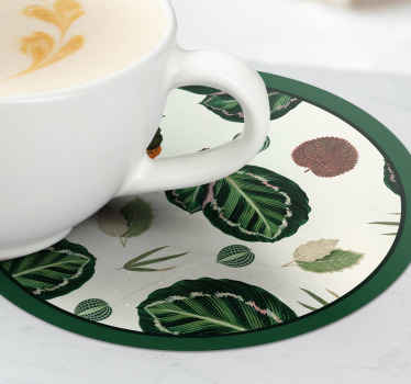 Green red maranta leaves flower coaster - TenStickers
