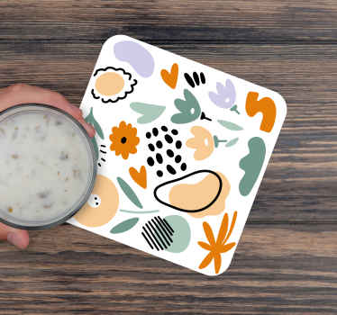 漂亮的抽象花杯垫 - TenStickers