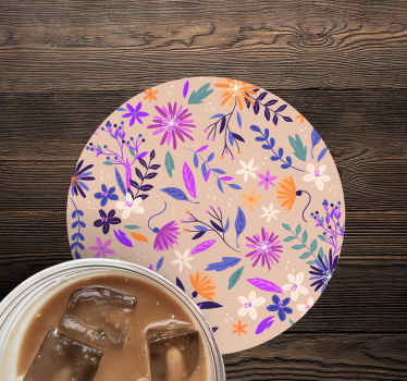 Posavasos de flores de flores moradas - TenVinilo