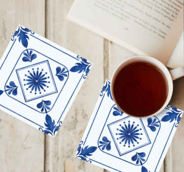 Blå blad underlag fliser - Tenstickers