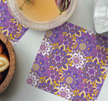 Moroccan style purple tones tile coasters - TenStickers