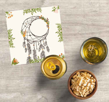 Posavasos moderno Atrapasueños con flores - TenVinilo