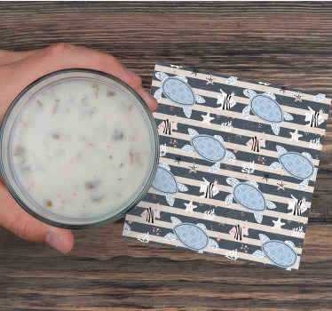 Kaplumbağalar ve çizgili desenler daha fazla bardak altlığı - TenStickers