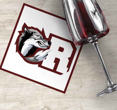 Posavasos personalizable Lobo gris personalizado - TenVinilo