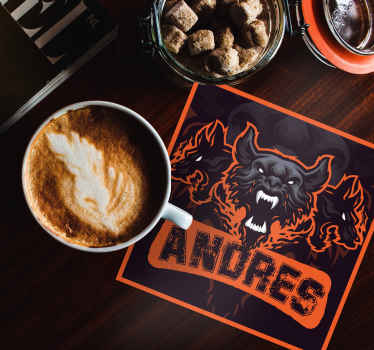 Cerberus personalized vinyl coasters - TenStickers