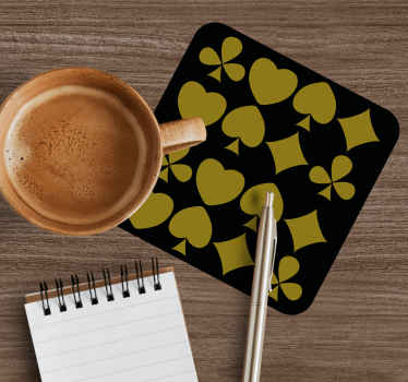 Posavasos frikis Patrón de naipes negro - TenVinilo