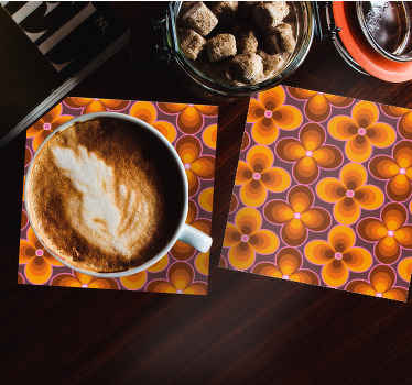 花复古 groovy 图案复古杯垫 - TenStickers