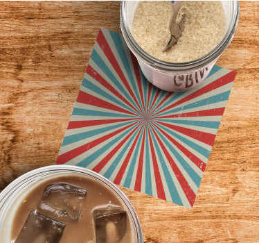 Blue and red retro pre-wash  vintage coaster - TenStickers