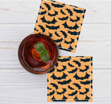 橙色和黑色蝙蝠图案万圣节过山车 - TenStickers