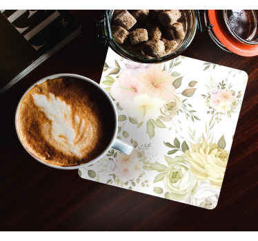 美丽的花卉无缝复古杯垫 - TenStickers