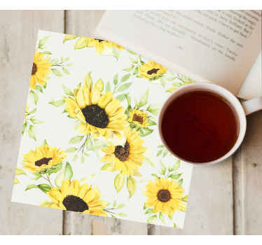 Beautiful sunflower seamless  vintage coaster - TenStickers