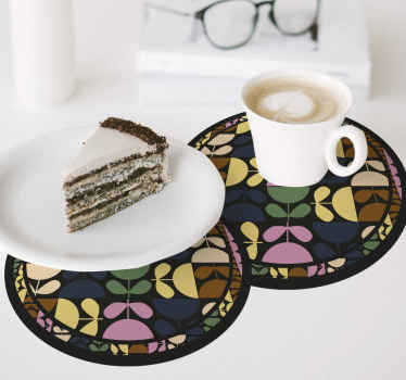 Posavasos de flores de copa de colores - TenVinilo