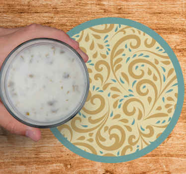 Hand drawn floral pattern vintage coaster - TenStickers