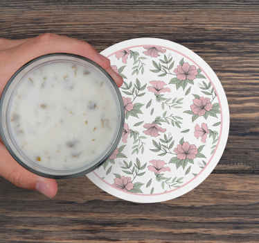 植物のピンクの花モダンコースター - TENSTICKERS