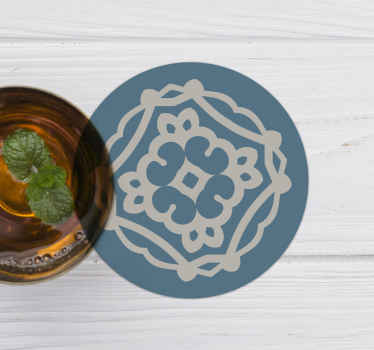 Antiikki vintage sininen ja valkoinen kuvio vintage lasinalunen - Tenstickers