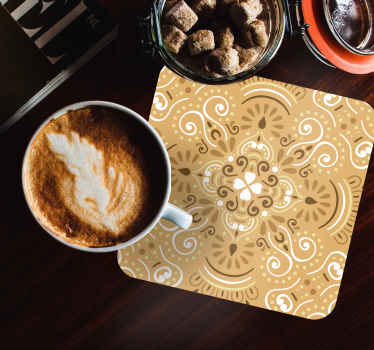 Posavasos vintage Patrón ornamental beige vintage - TenVinilo