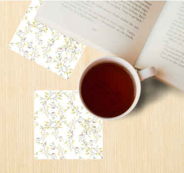 Originale akvarel blade mønster coaster - TenStickers