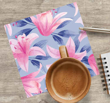 Růžové a fialové w květinové ilustracepodtácek - TenStickers