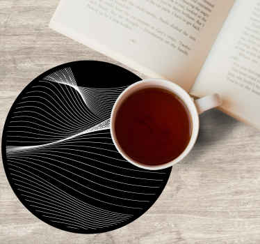 3d abstract black wave modern coaster - TenStickers