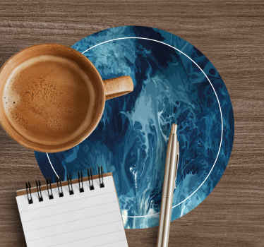 Mavi tonları suluboya dalgalar modern coaster - TenStickers