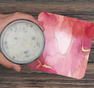 Pink and gold marble effect modern coaster - TenStickers