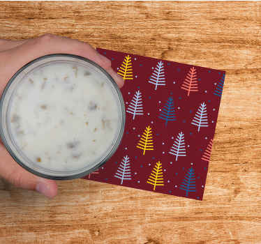 Posavasos navideño Patrón de árboles de navidad dibujados a mano - TenVinilo