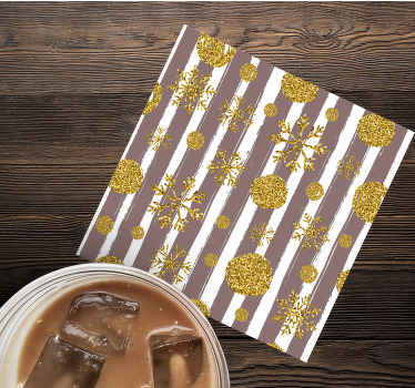 Dessous de verre noel Boules d'or et flocons de neige - TenStickers