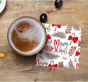 Merry xmas seamless pattern christmas coaster - TenStickers