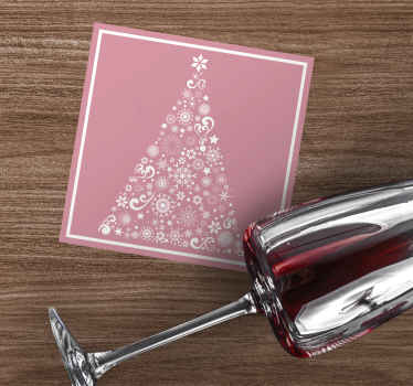 Dessous de verre noel Arbre de fête sur rose - TenStickers