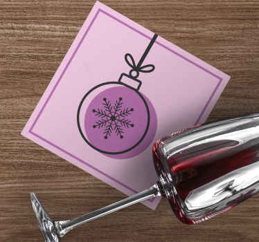 Posavasos navideño Bola de copo de nieve rosa - TenVinilo