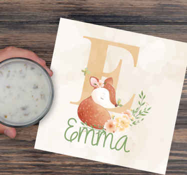 Djur rådjur med namn personliga glasunderlägg - Tenstickers